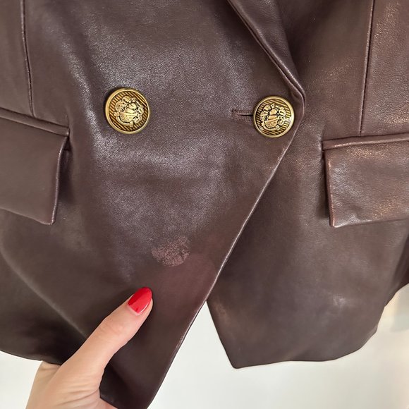 NWT Veronica Beard Gail Dickey Leather Blazer Jacket Notch Lapel Sz 4 in Oxblood - Picture 6 of 13
